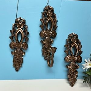 Home interiors and gifts antique metallic gold tone wall accents